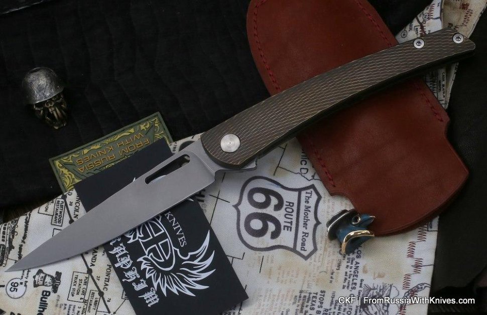 Seraphim Needle Y custom knife (M390, Ti)