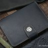 Custom leather wallet/document cover with claw knife - black