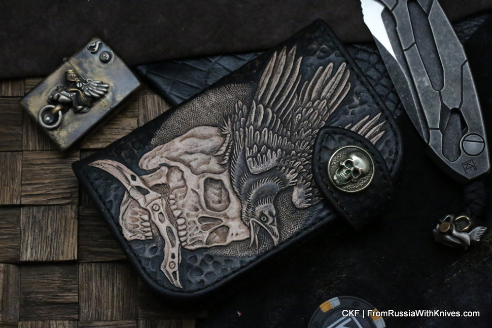 Custom Leather Wallet CKF Raven Black