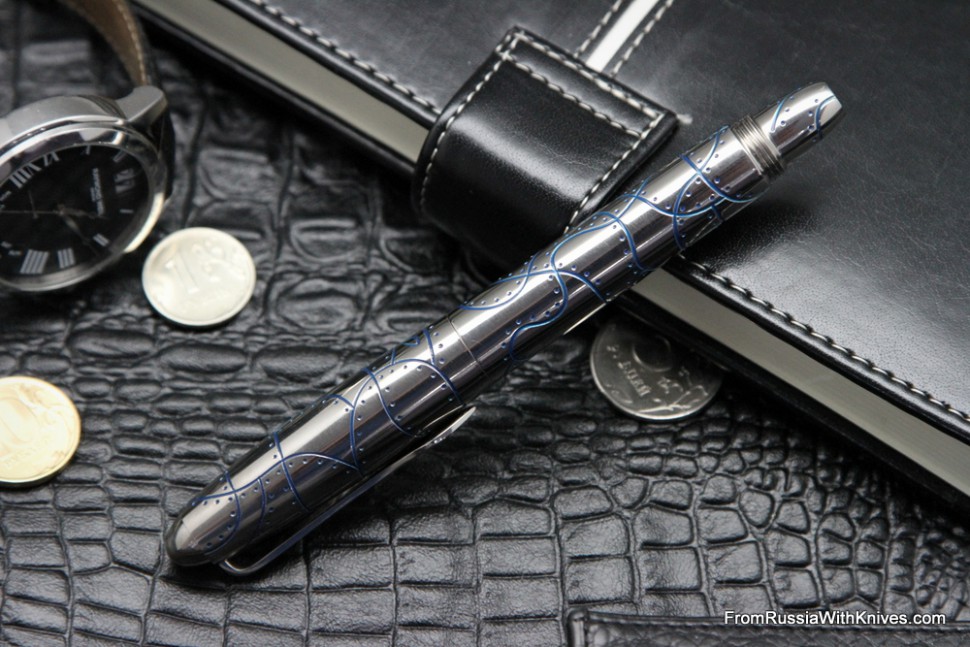 Ball pen "Astronaut" (polished, blue enamel) by Dmitry Streltsov
