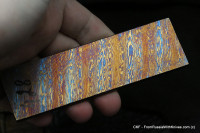 #428 -Twist- ZlaTi billet (4.78&quot; - 1.42&quot; - 0.177&quot;) Titanium Damascus