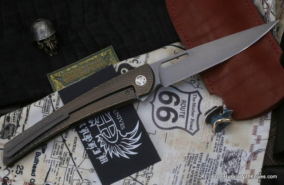 Seraphim Needle Y custom knife (M390, Ti)