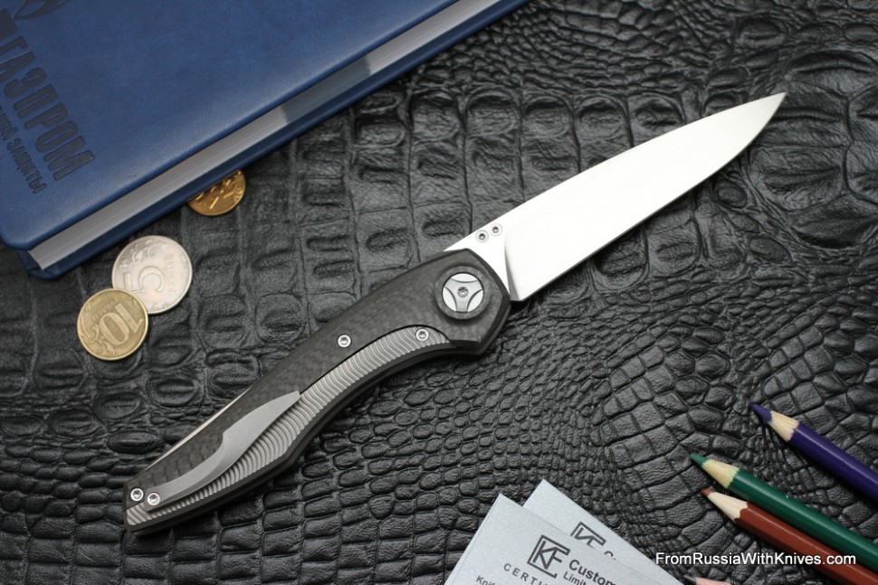 DISCONTINUED - Sukhoi Knife (Anton Malyshev design, S35VN, 2rbs, titanium+CF)