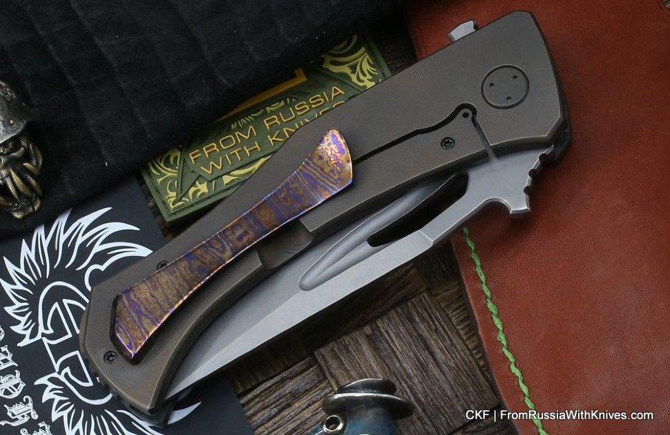 Seraphim Apach custom knife (M390, Timascus clip)