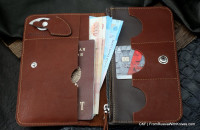 Custom leather wallet with claw knife