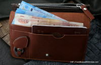 Custom leather wallet with claw knife