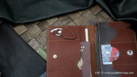 Custom leather wallet with claw knife