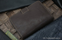 Custom leather wallet/document cover with claw knife - brown