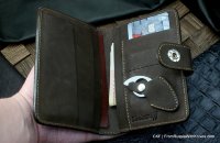 Custom leather wallet/document cover with claw knife - brown