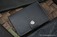 Custom leather wallet/document cover with claw knife - black