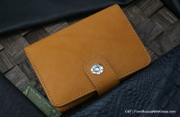 Custom leather wallet/document cover with claw knife - ginger