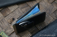 Custom leather money clip/wallet with claw knife - black