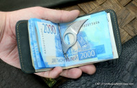 Custom leather money clip/wallet with claw knife - black