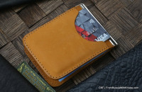 Custom leather money clip/wallet with claw knife - ginger