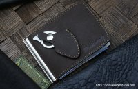 Custom leather money clip/wallet with claw knife - brown