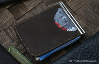 Custom leather money clip/wallet with claw knife - brown