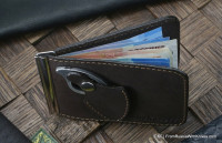 Custom leather money clip/wallet with claw knife - brown