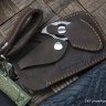 Custom leather cardholder with trinket and belt mount - brown