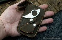 Custom leather cardholder with trinket and belt mount - brown