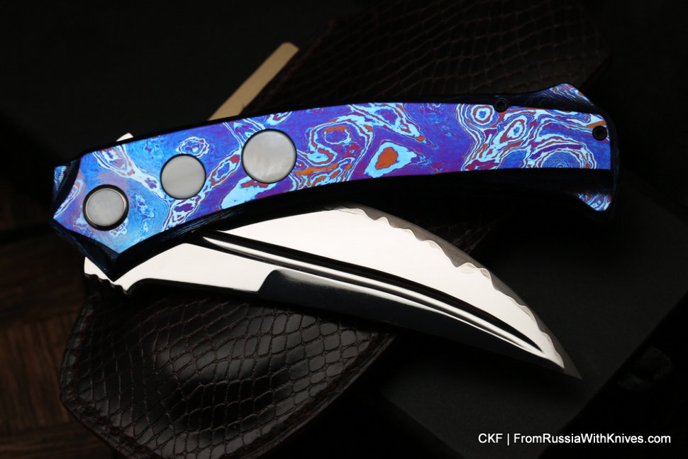 Seraphim Vect LamTim custom knife (Laminated steel, Ti, Timascus, pearl)